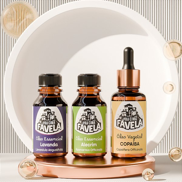 Kit Alívio de Óleos Essenciais e Vegetal - PRA CIMA FAVELA