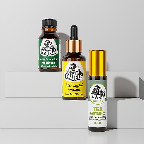 Kit Sensível & Essencial de Óleo Essencial, Vegetal e Blend - PRA CIMA FAVELA