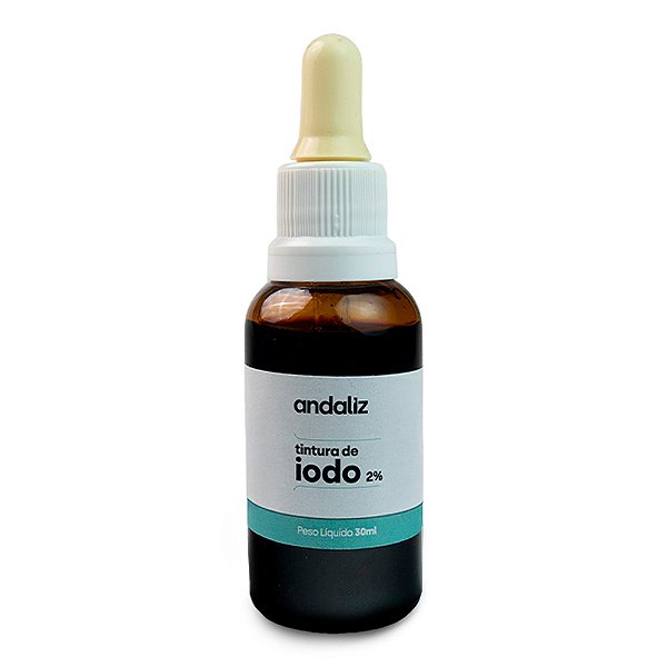 Tintura de Iodo 2% (antisséptico para ferimentos) 30ml - Andaliz