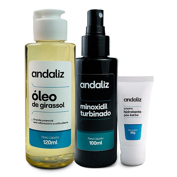 Kit Masculino: Barba, Pele e Minoxidil – Andaliz
