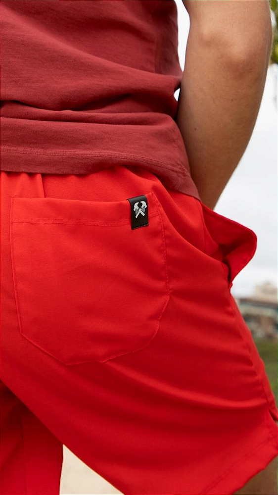 Bermuda Tactel Vermelho Masculina