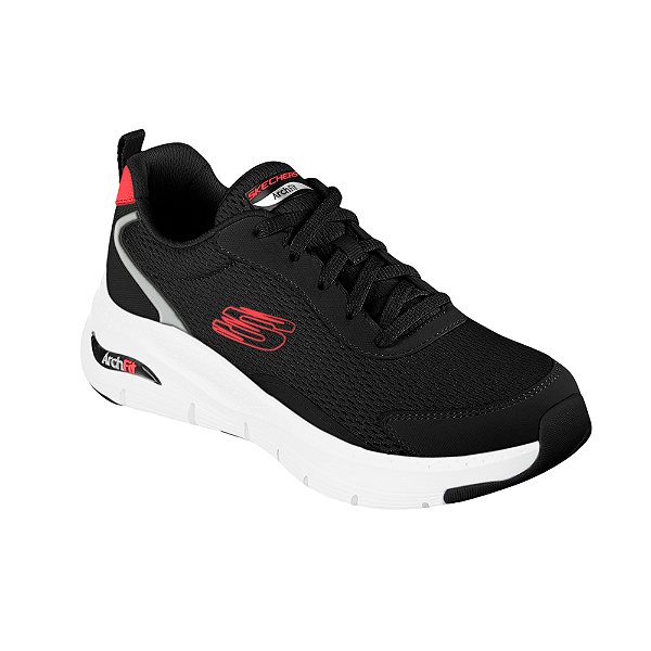 Tênis Skechers Arch Fit - Masculino - Preto e Vermelho