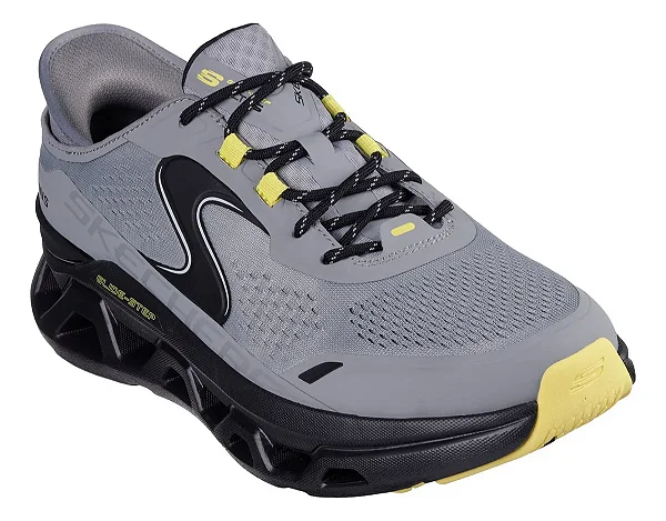 Tênis Masculino Skechers Glide-Step Altus - Preto Chumbo e Amarelo