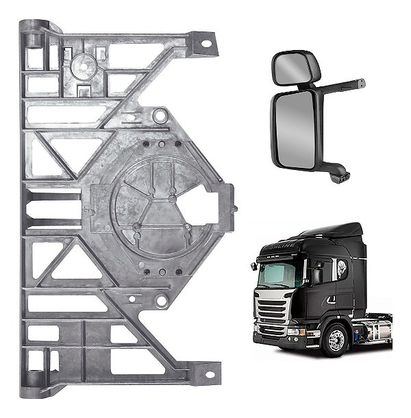 Grelha Aluminio Retrovisor Scania T/r 114 124 P/g/r Esquerdo