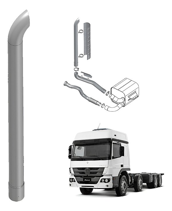 Tubo Cano Escapamento Mb Atego 1726 / 2426 Euro 5 - Vertical