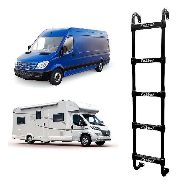 Escada 5 Degraus Estribo Traseiro Motorhome / Vans 168 Cm