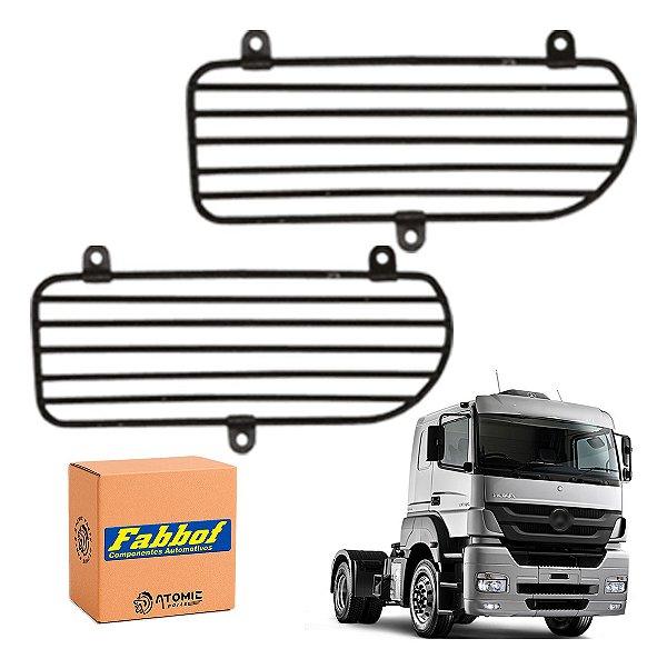 Par 2 Protetor Grade Farol Auxiliar Mb Axor Preto
