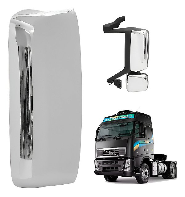 Capa Cromada Retrovisor Maior Volvo Fh Fm 2010 A 2021 Ld/le