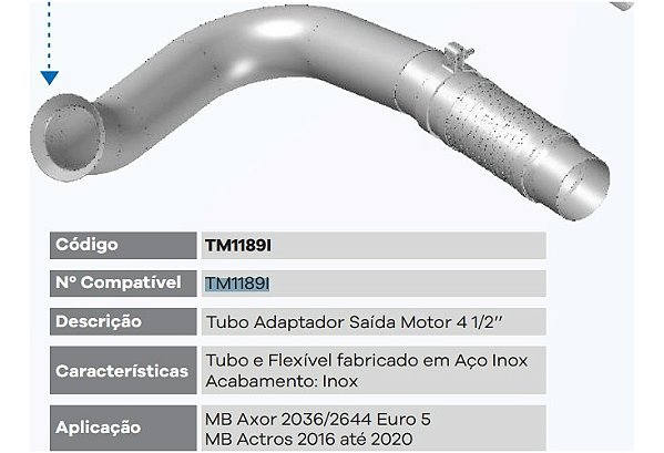 Tubo Cano Motor Escapamen Mercedes Axor 2035 A 3344 Até 2011