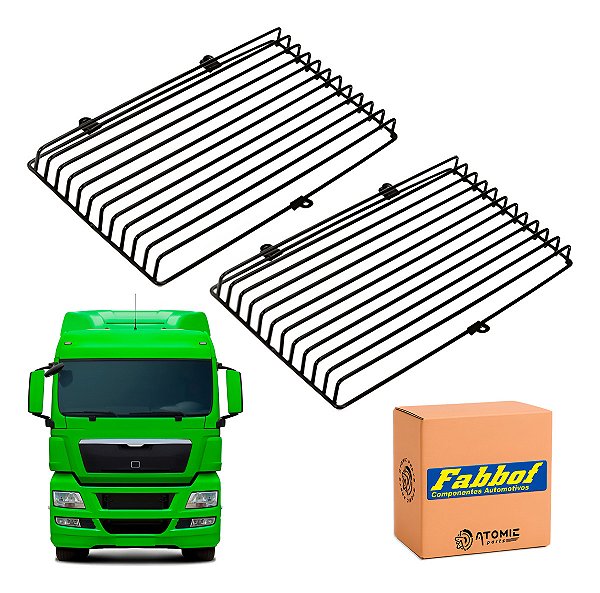 Par 2 Protetor Grade Farol Man Tgx Preto Caminhão