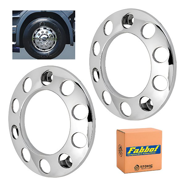 Kit Calota 10 Furos Metal Cromada Dianteiro Caminhão 3 Supor