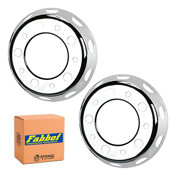 Kit Calota Aro 22,5 De Metal Com Rodoar Caminhão Dianteira