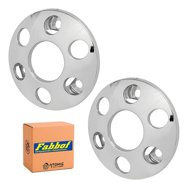 Kit Calota Aro 17,5 6 Furos De Metal Diant Caminhão Cromado