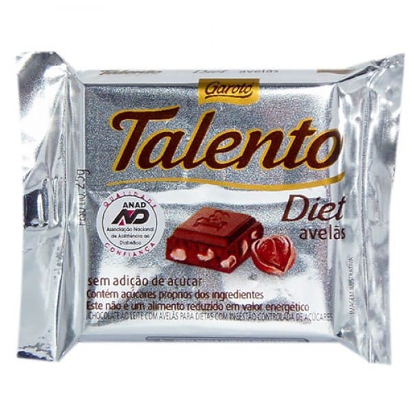 CHOC GAROTO TALENT 15X25GR DIET AVELA(12) DP/1