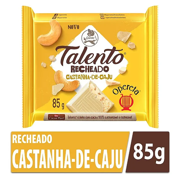 CHOCOLATE GAROTO TALENTO 12X85GR OPERETA  (8) DP/1