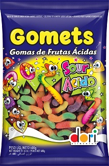 BALA DORI GOMA GOMETS MINHOCA ACID 600G(14 PC/1