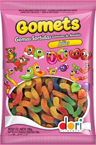 BALA DORI GOMA GOMETS MINHOCA FRU 700GR(12 PC/1