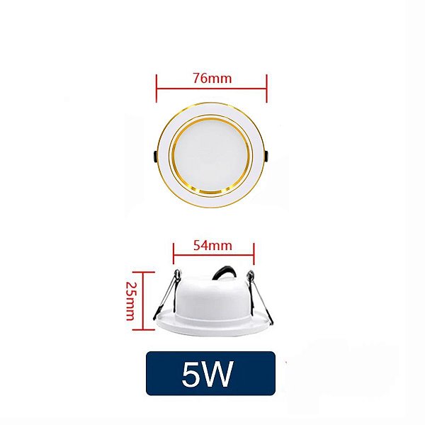Spot Embutir Led 5w 12v Motorhome Trailer Embarcação Solar - DOURADO