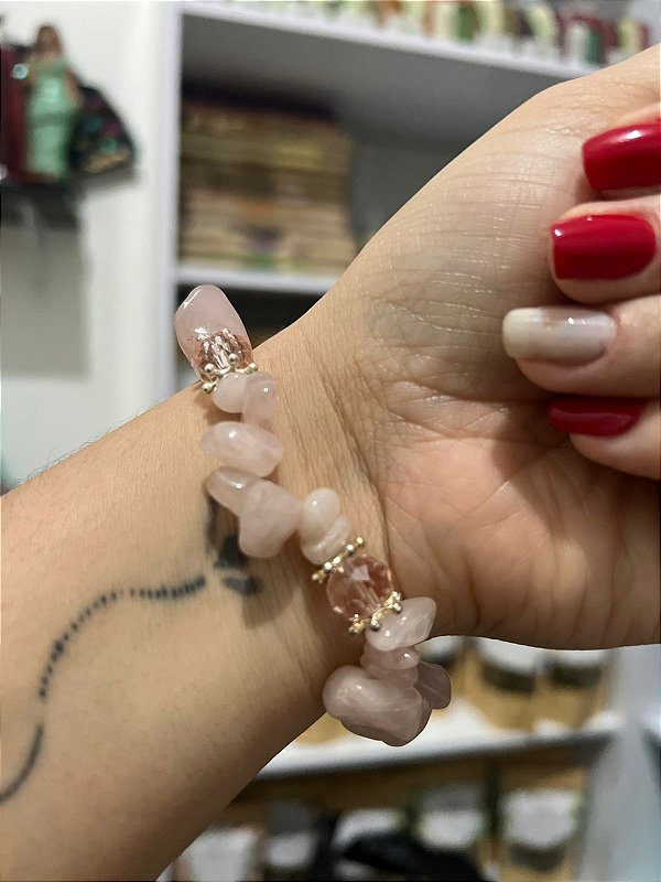 Pulseira de Cristal Quartzo Rosa
