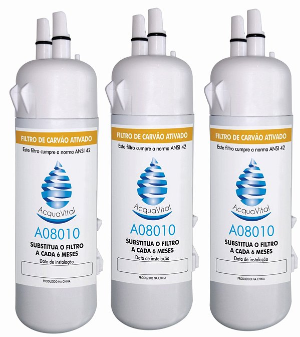 KIT 3 Filtros Compatíveia Geladeira Brastemp Brs62c Brs70h