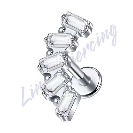 Labret Cluster Titânio Zircônia Retangular 1.2x8