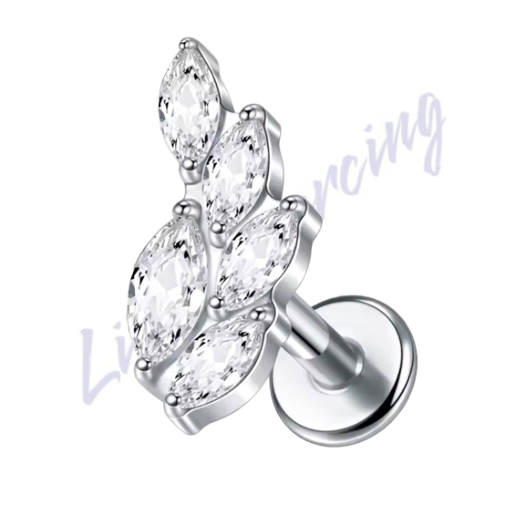 Labret Titânio Folha 5 Zircônias 1.2x8
