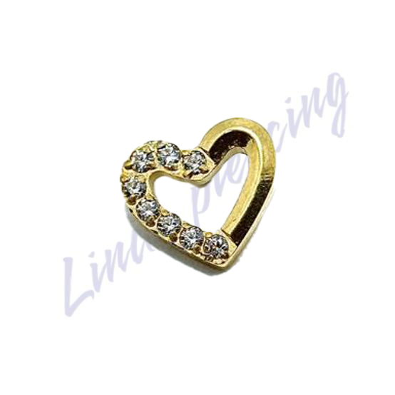 Labret Titânio pvd Coração Com Zircônia Cravajada 1.2x8