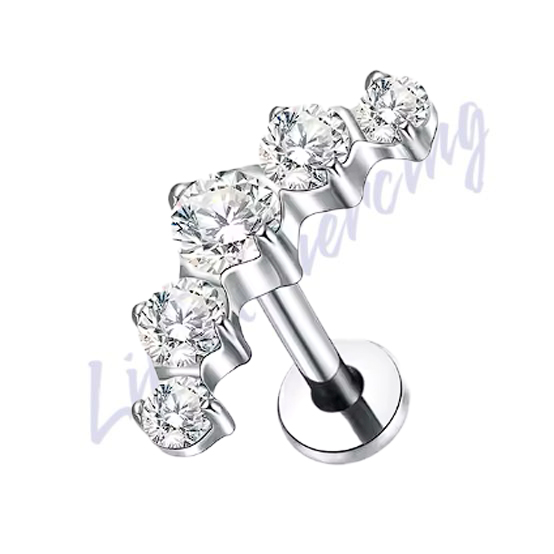 Labret Titânio Cluster Zircônias Cravejadas 1.2x8