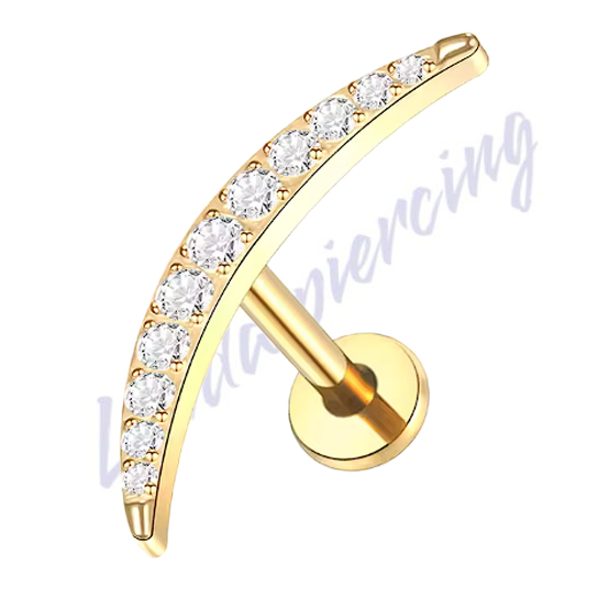 Labret Titânio pvd cluster curvado c/zircônia 1.2x8