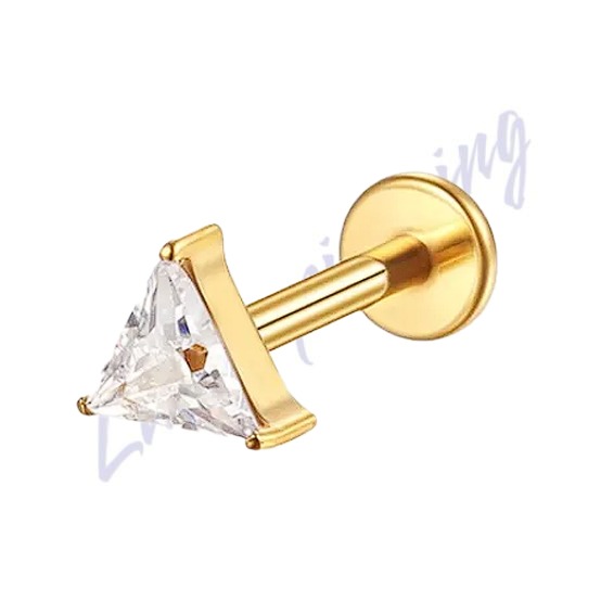 Labret Titânio pvd Triangulo Zircônia 1.2x8