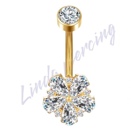 Banana Titânio pvd Flor Zircônia