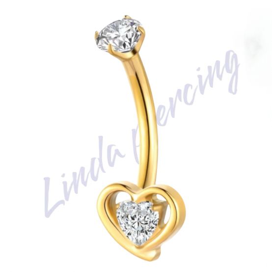 Banana Titânio pvd Coração Zircônia