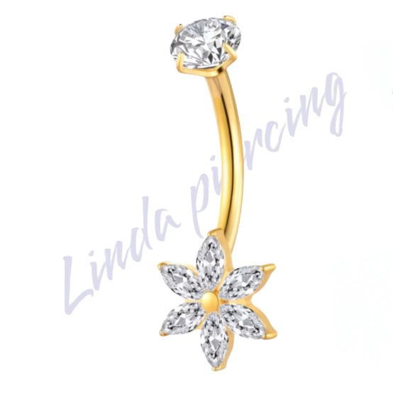 Banana Titânio Flor Zircônia Cravejada