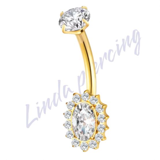 Banana Titânio pvd Oval Zircônia Cravejada