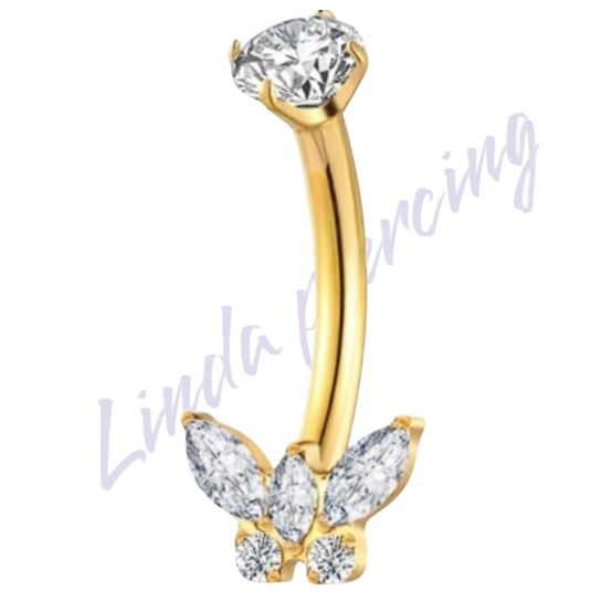 Banana Borboleta Titânio pvd Zircônia