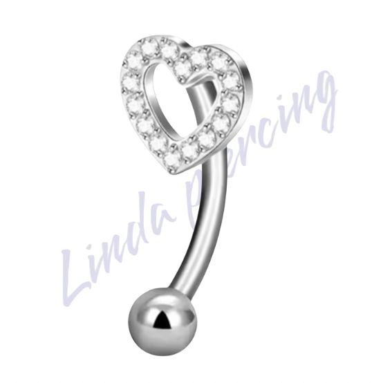 Minibarbell Curvo Titânio coração Zircônias