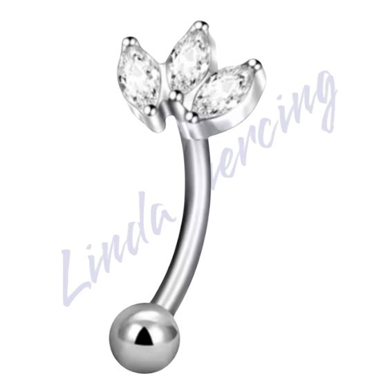 Minibarbell Curvo Titânio cravejado Zircônias