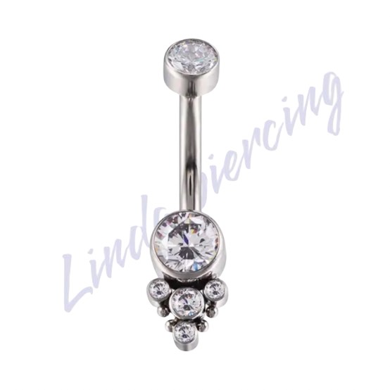 Umbigo titânio cravejado