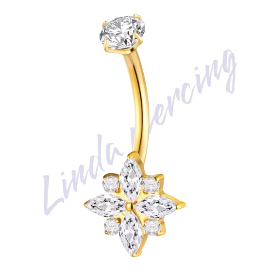 Umbigo Titânio cravejado pvd