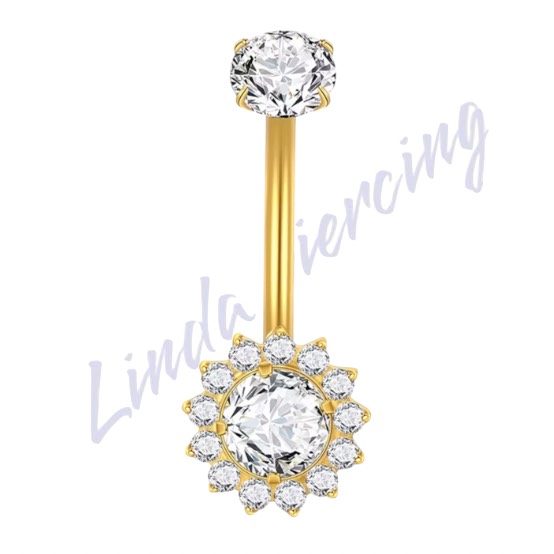 Umbigo Titânio cravejado pvd