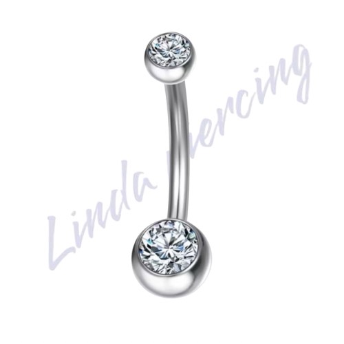 Umbigo Titânio Basico Pedra Cristal P