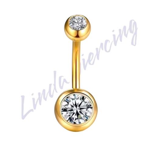 Umbigo Titânio dourado Basico Pedra Cristal G