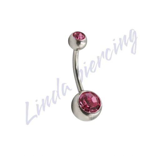Piercing Umbigo Titânio Pedra Rosa