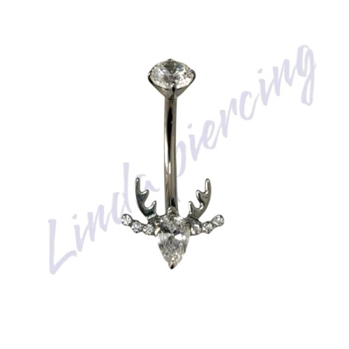 Umbigo Titânio Rena Cravejado