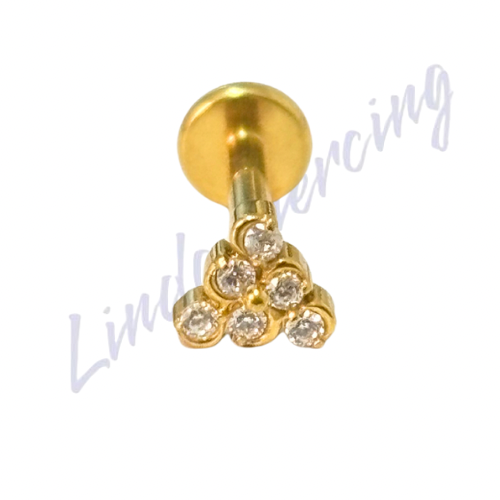 Piercing Labret Titânio Pvd Cravejado 1.2x8