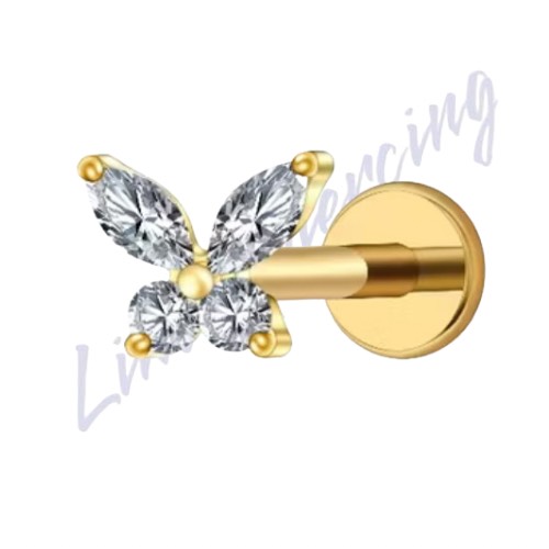 Piercing Labret Titânio Mini Borboleta Pvd