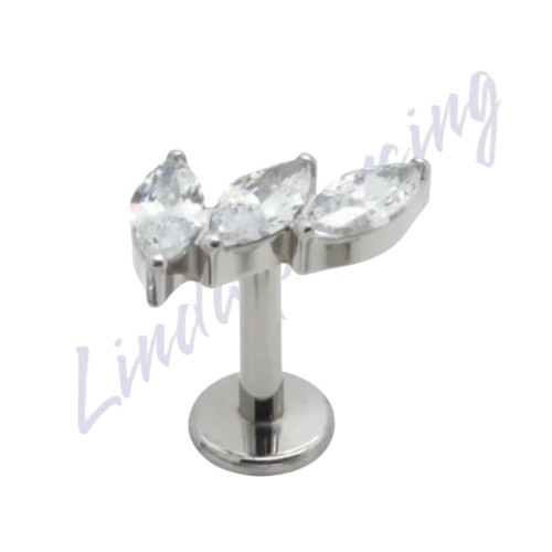 Piercing Cluster 3 Zircônia Labret Titânio 1.2x8
