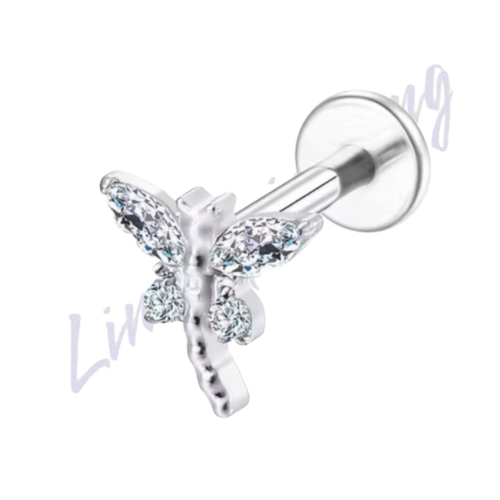 Piercing Labret Libelula Titânio 1.2x8