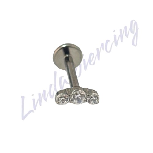 Piercing Labret Titânio 3 pedra 1.2x8