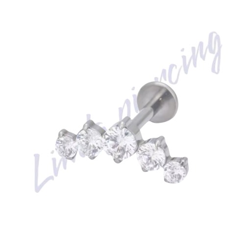 Piercing Mini cluster titânio 1.2x8 5 pedras